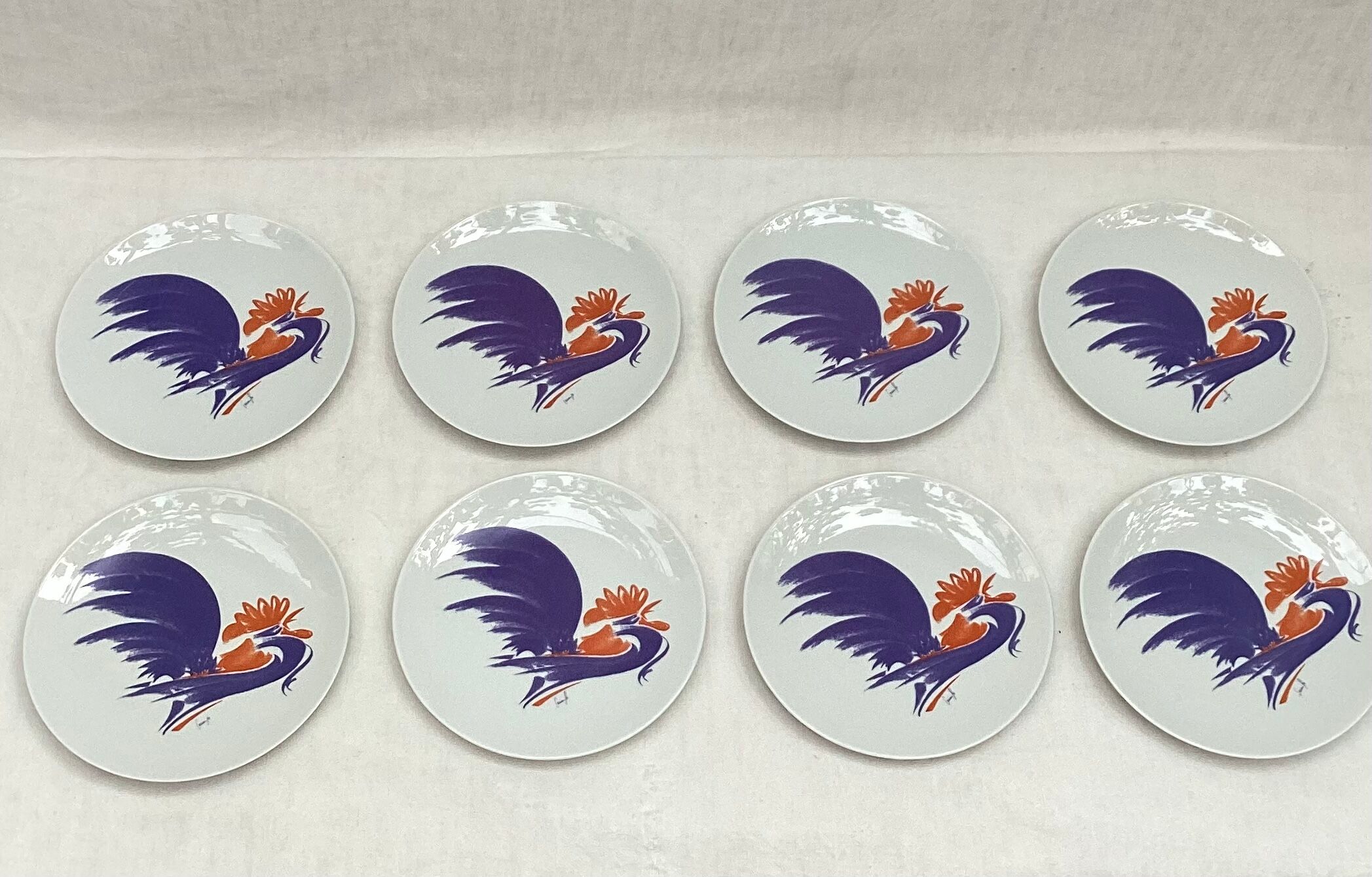 Set of eight limoges porcelain dessert plates Annie Grenade