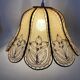 Antique hanging lampshade in rattan and openwork embroidered fabric