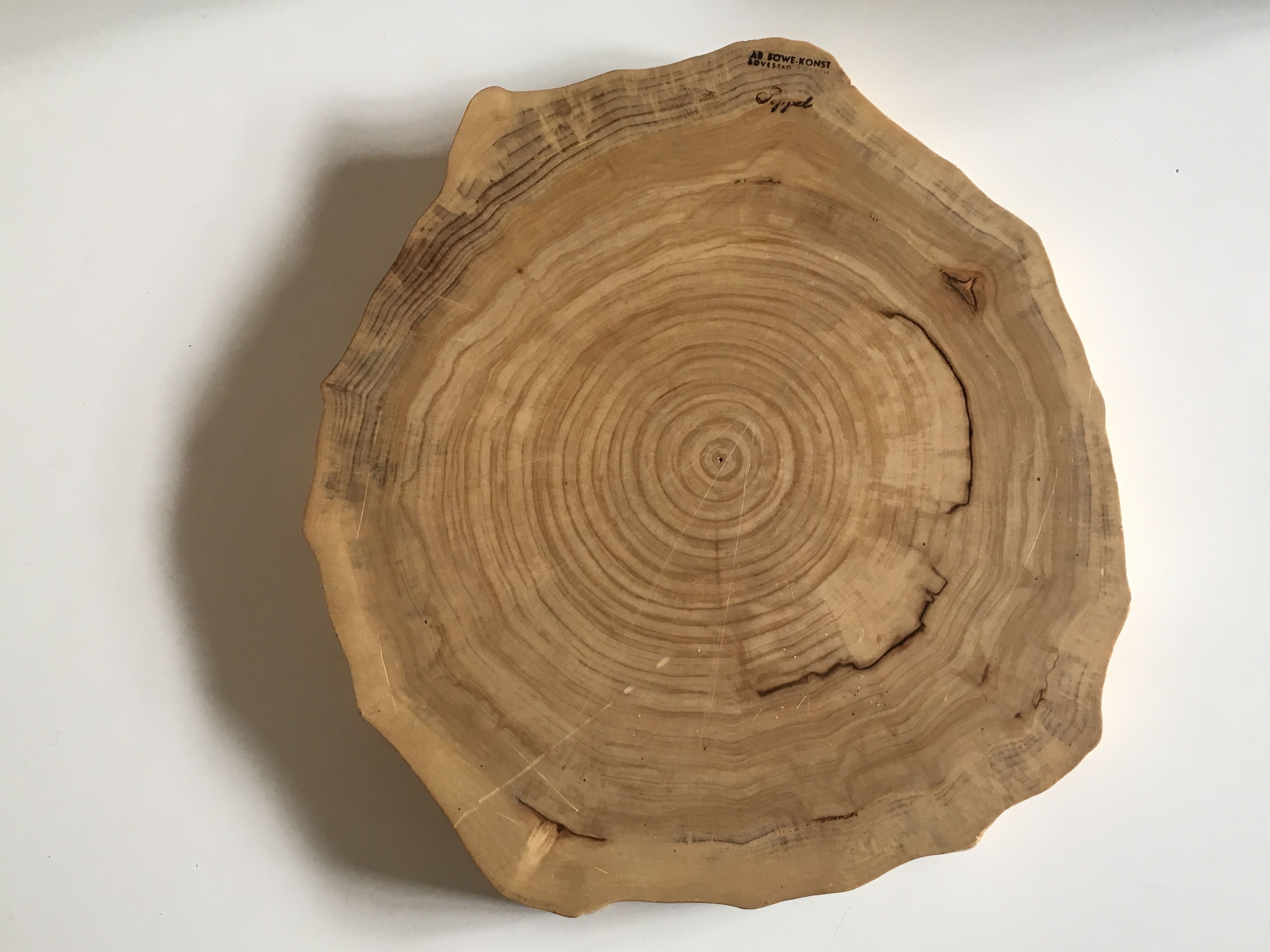 Free-form end wooden tray of Sweden