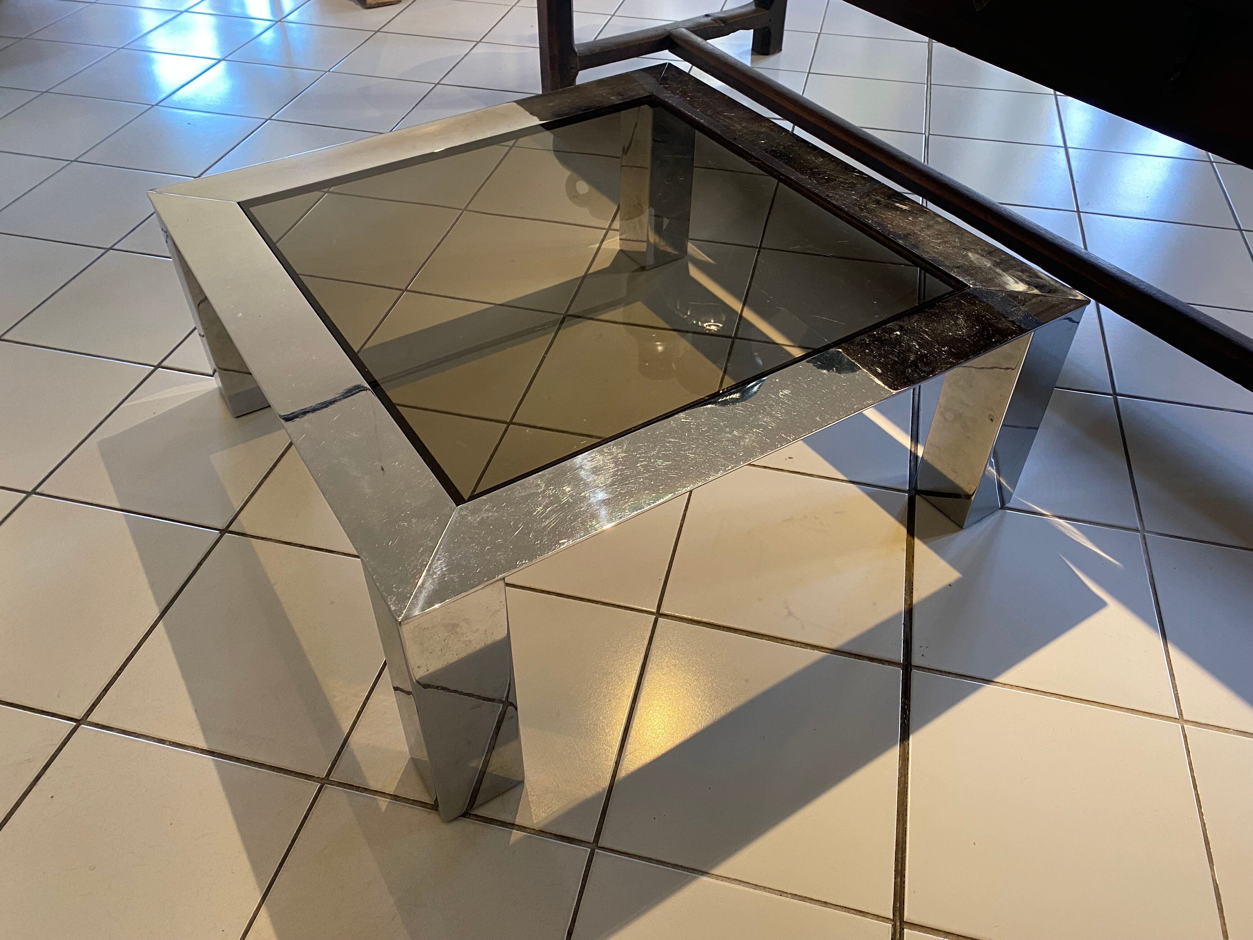 Glass and chrome coffee table