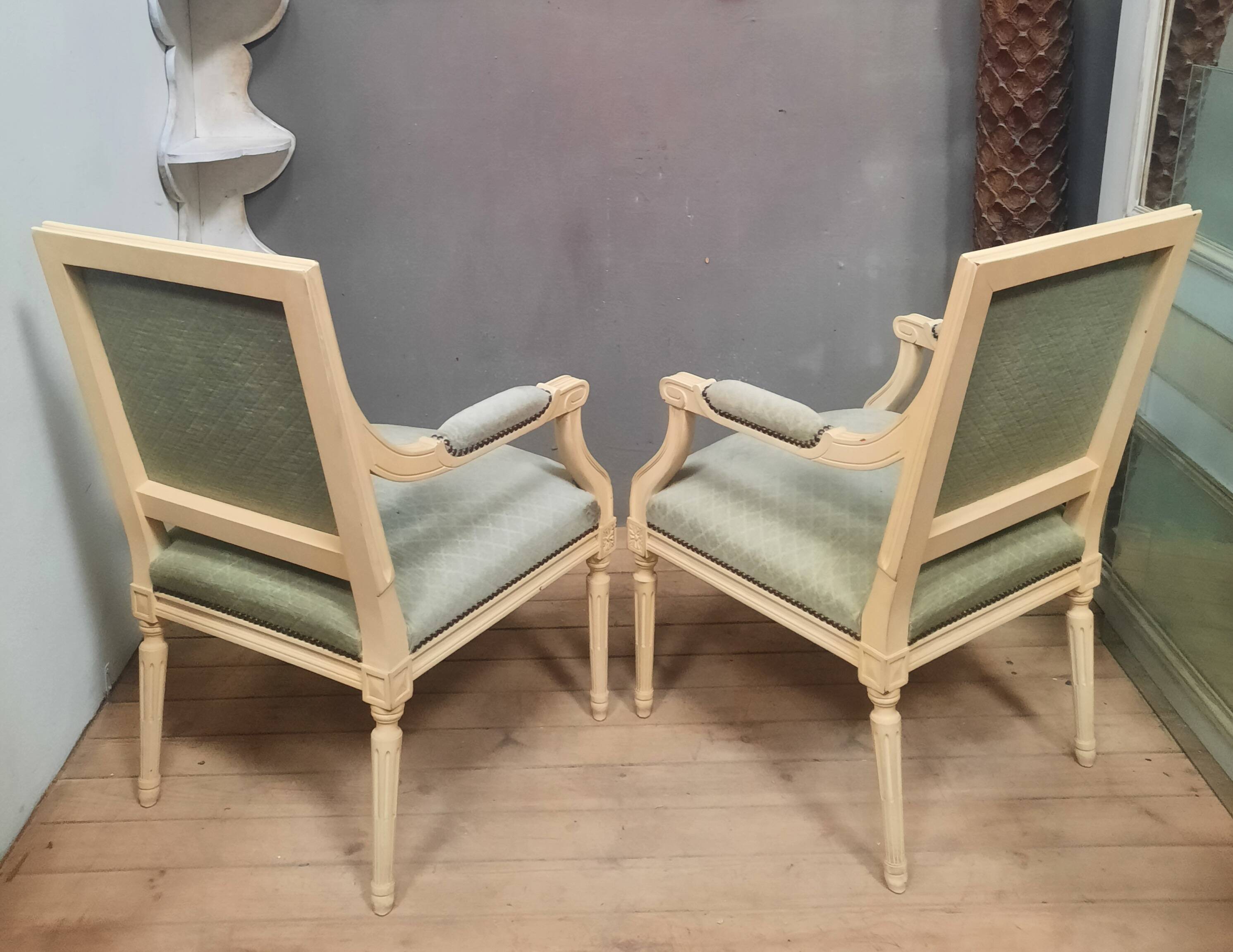 Pair of large Louis XVI style armchairs