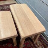 Vintage light wood nesting trio table