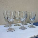 Set of 6 mouth-blown foot glasses