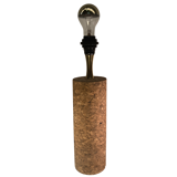 Lampe de table italienne en liège et laiton du milieu du siècle