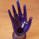 Hand-shaped ring holder with soliflore in blue ceramic