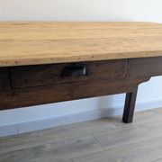 Ancienne table de ferme en bois massif patiné - 178 cm