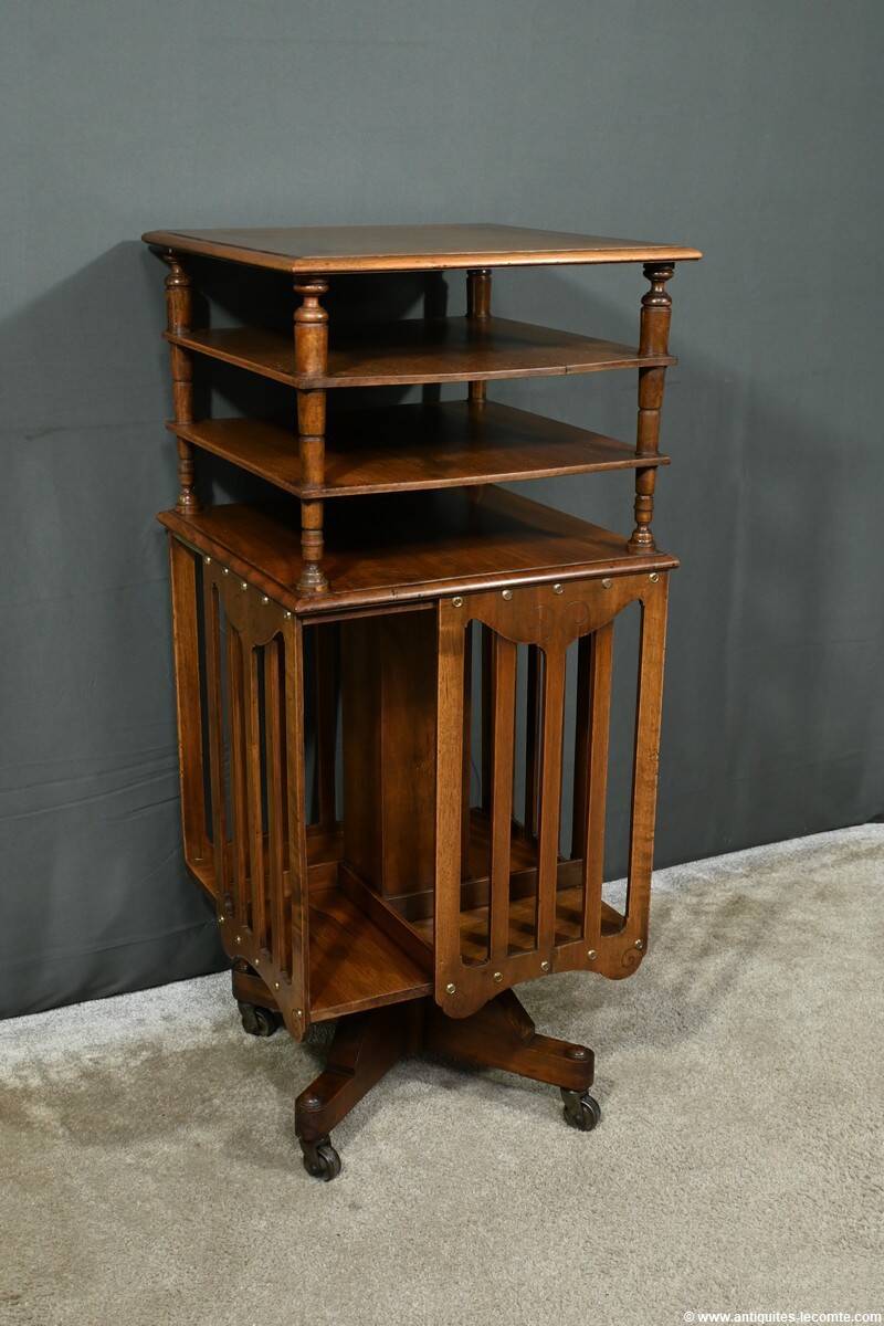 Revolving Walnut Bookcase, stamped G.Lancelin – 1900
