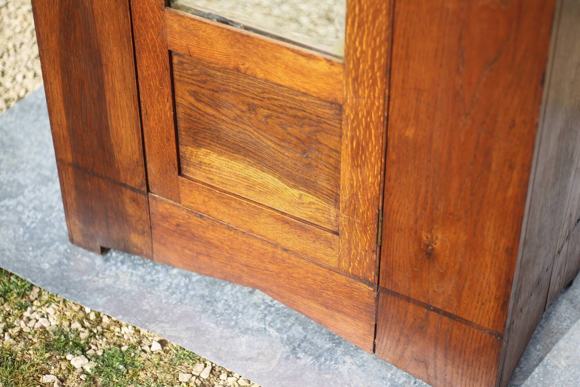 Vintage wardrobe, 1-door wooden wardrobe with beveled mirror, hanging wardrobe