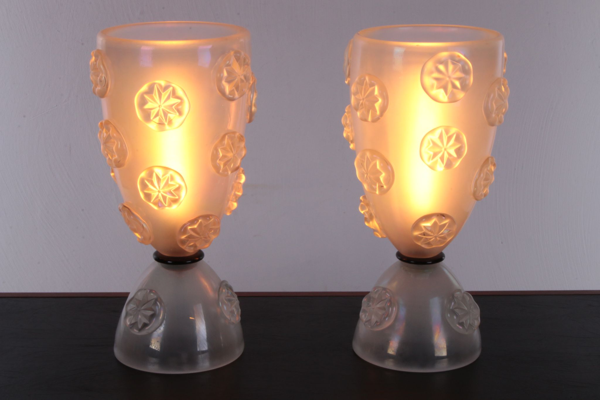 Design set of blown Murano glass table lamps by Barovier & Toso, 1950s