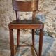 Chaise française ancienne en hêtre – Début 1900 – Dossier courbé massif