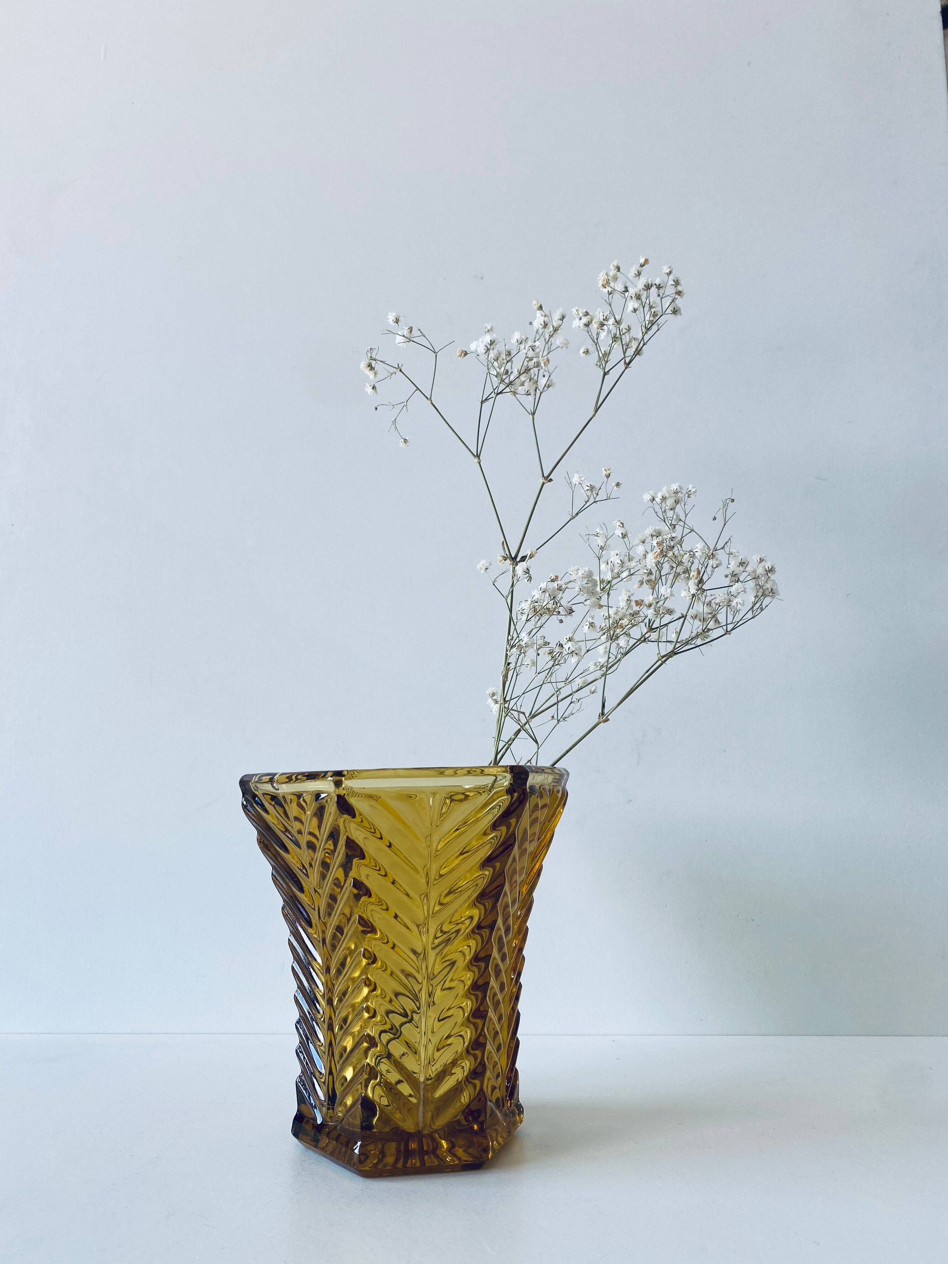 Old amber glass vase