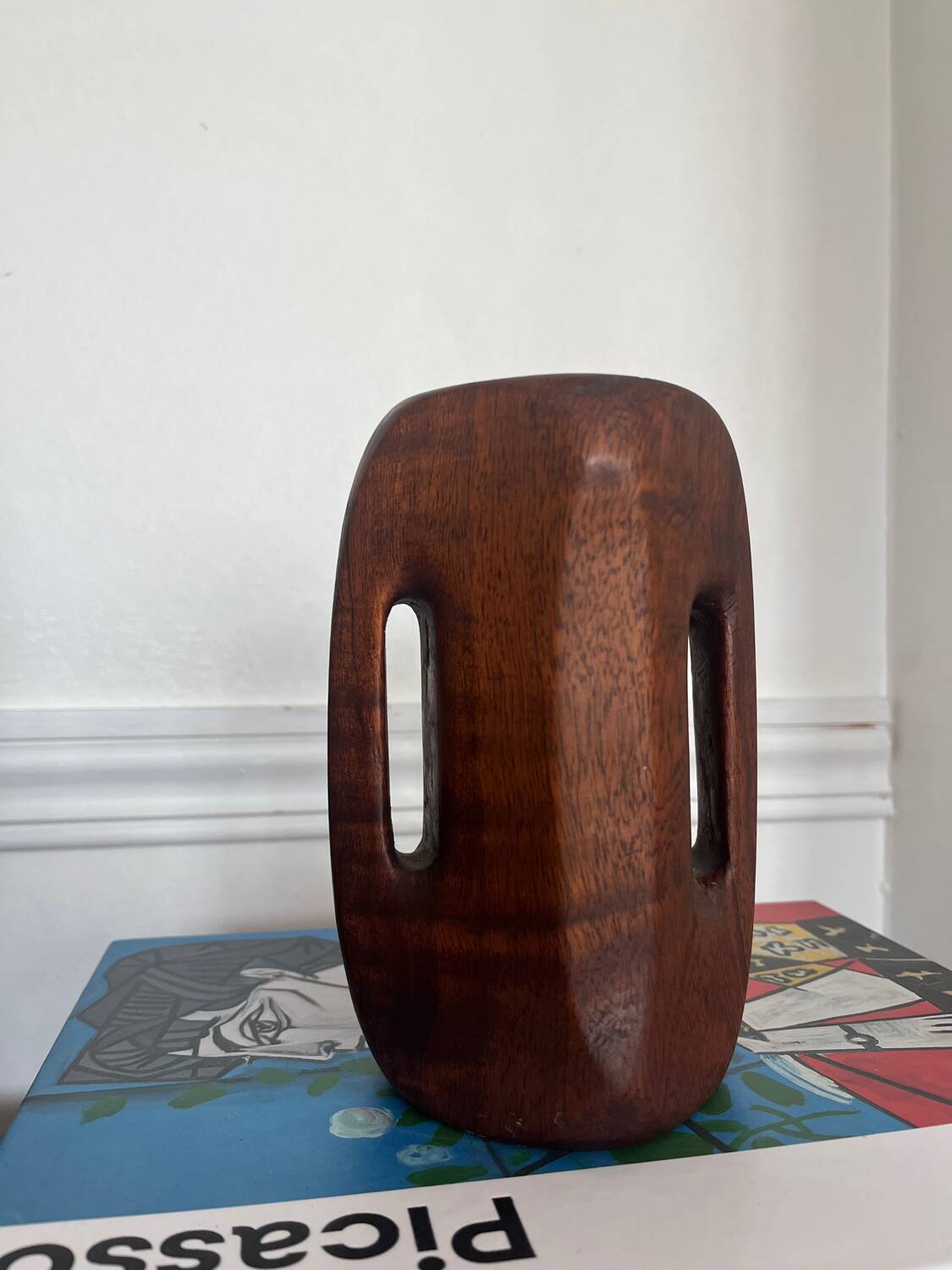 Brutalist wooden vase from the 80s