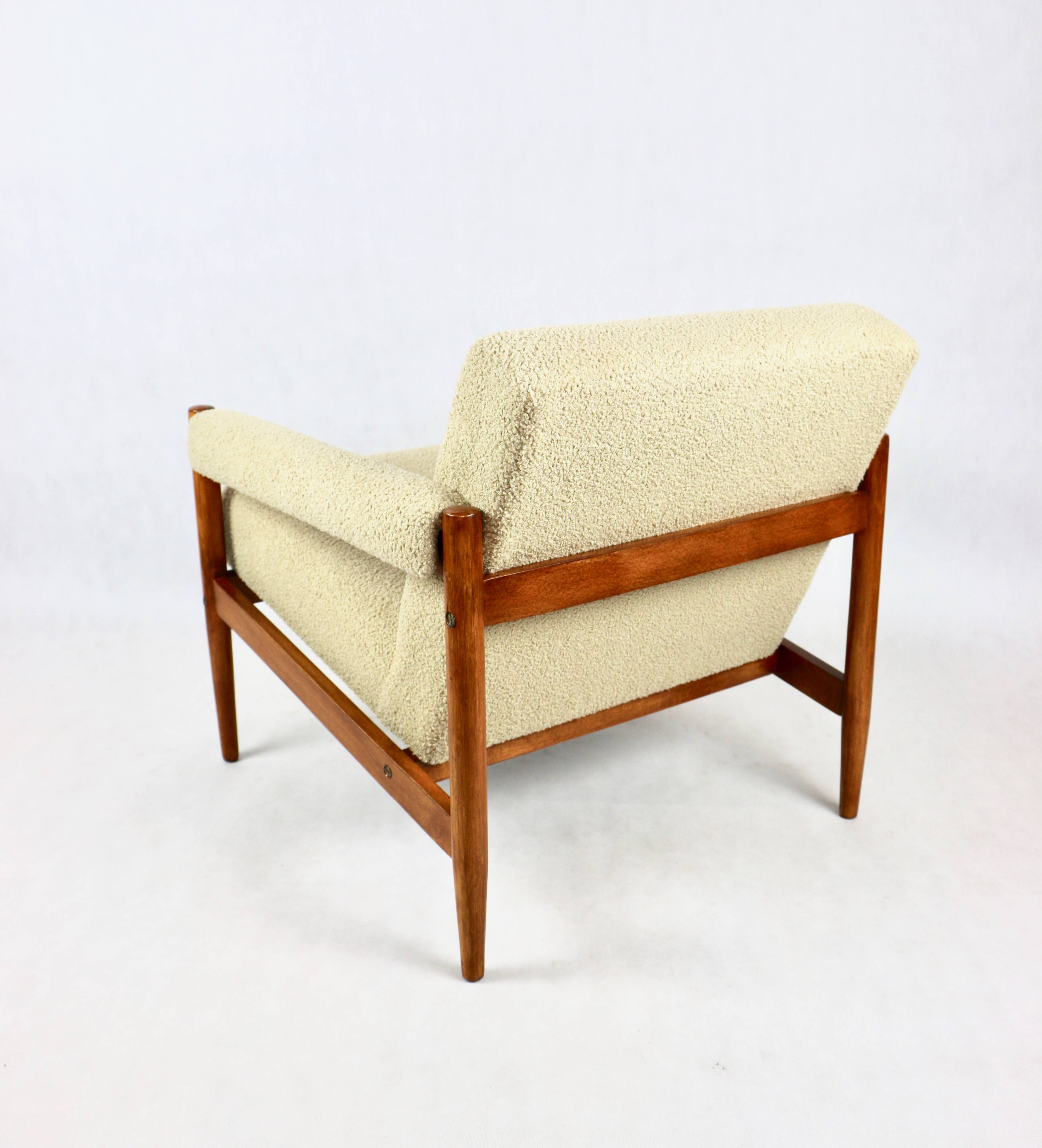 Vintage beige boucle loop armchair, 1970s