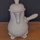 Chocolate pouring pot in white glazed terracotta Lallier Moustiers