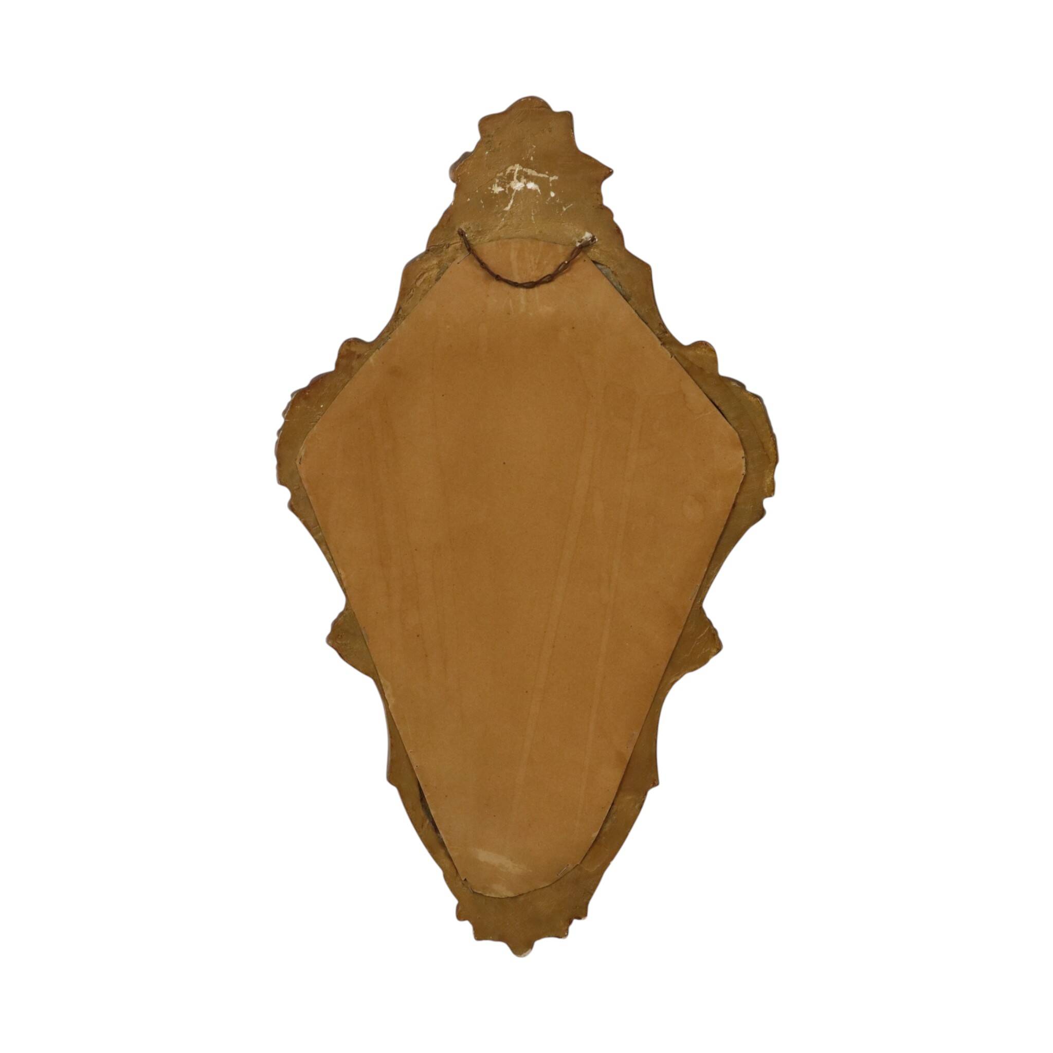 Vintage Baroque-Style Crested Mirror, Classic Gold, France, 62 cm