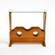 Beautiful mid-century modern side table with magazine rack, made of ash woo