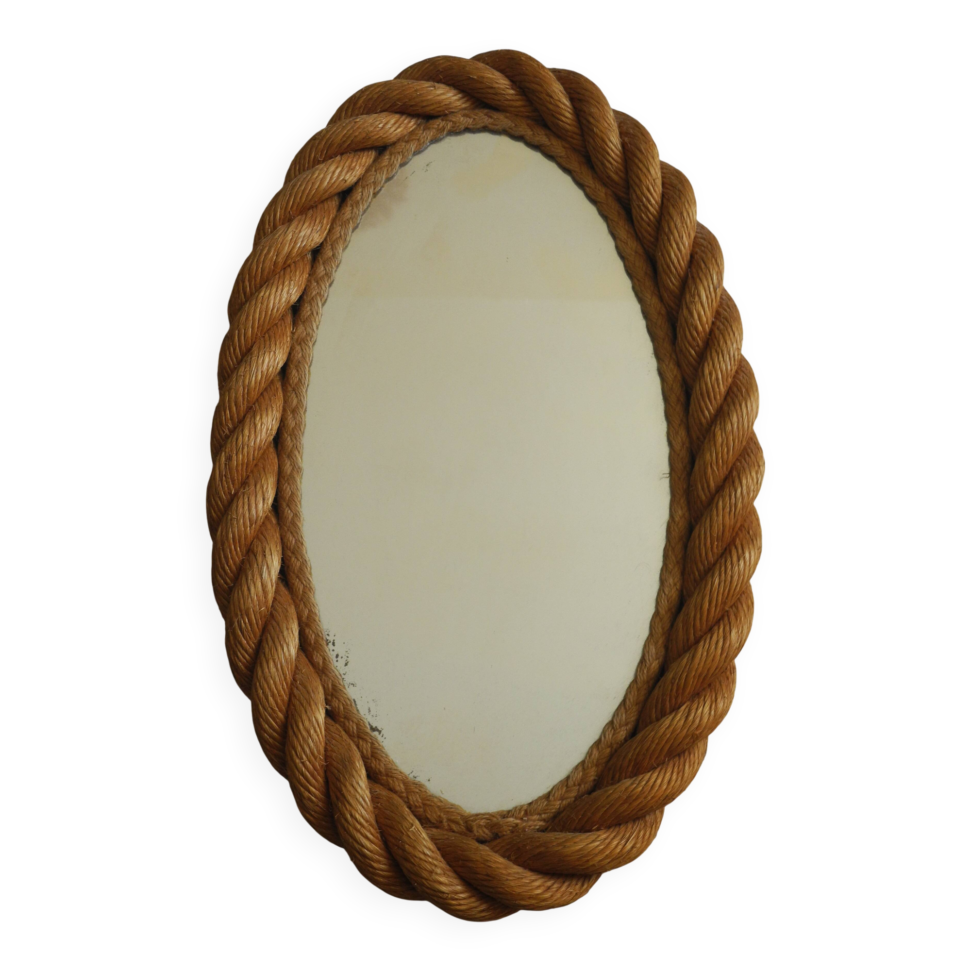 old rope mirror Audoux Minet vintage design 1950s old mirror 50s