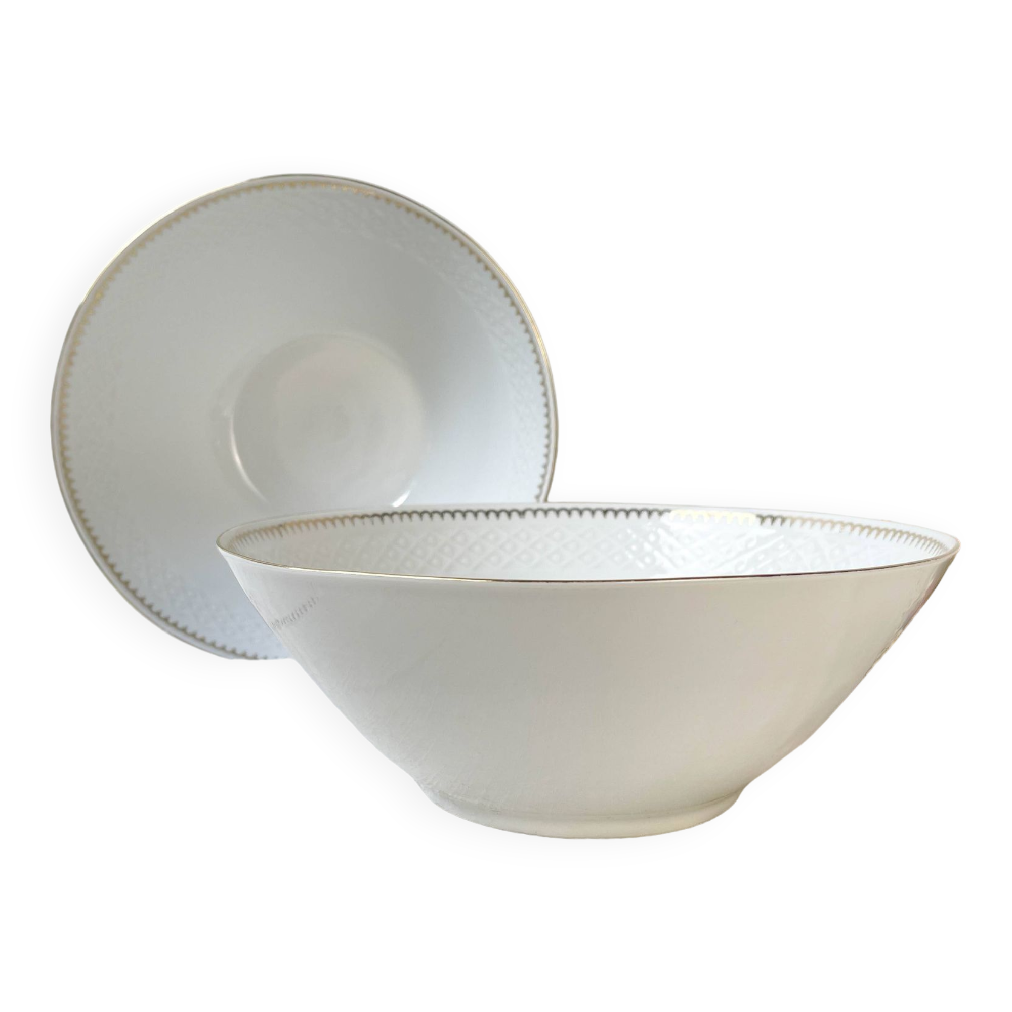 Saladier porcelaine blanche dorée BAVARIA modèle "Annabell"