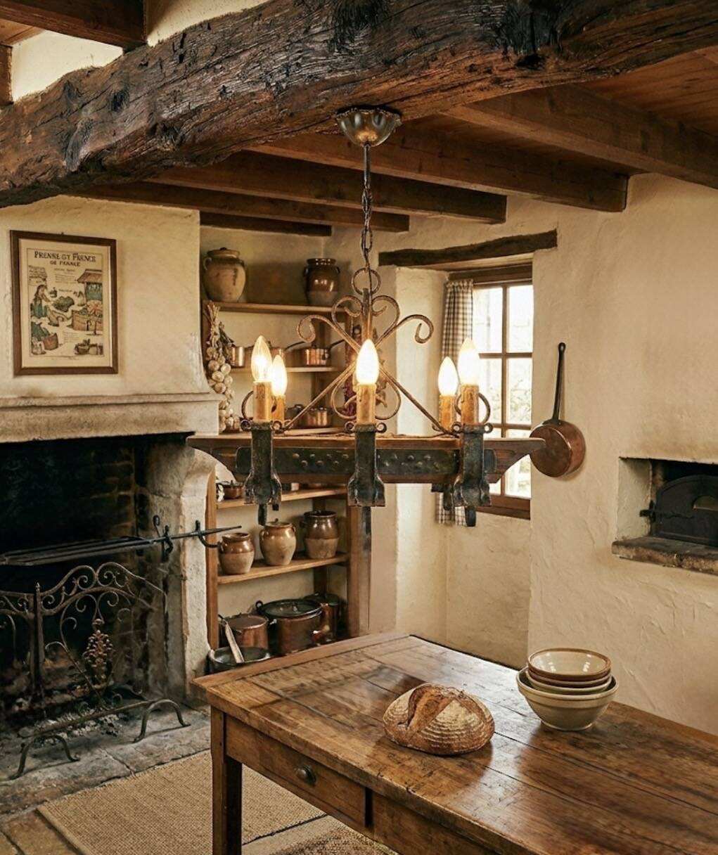 Rustic vintage chandelier from the 1970s.