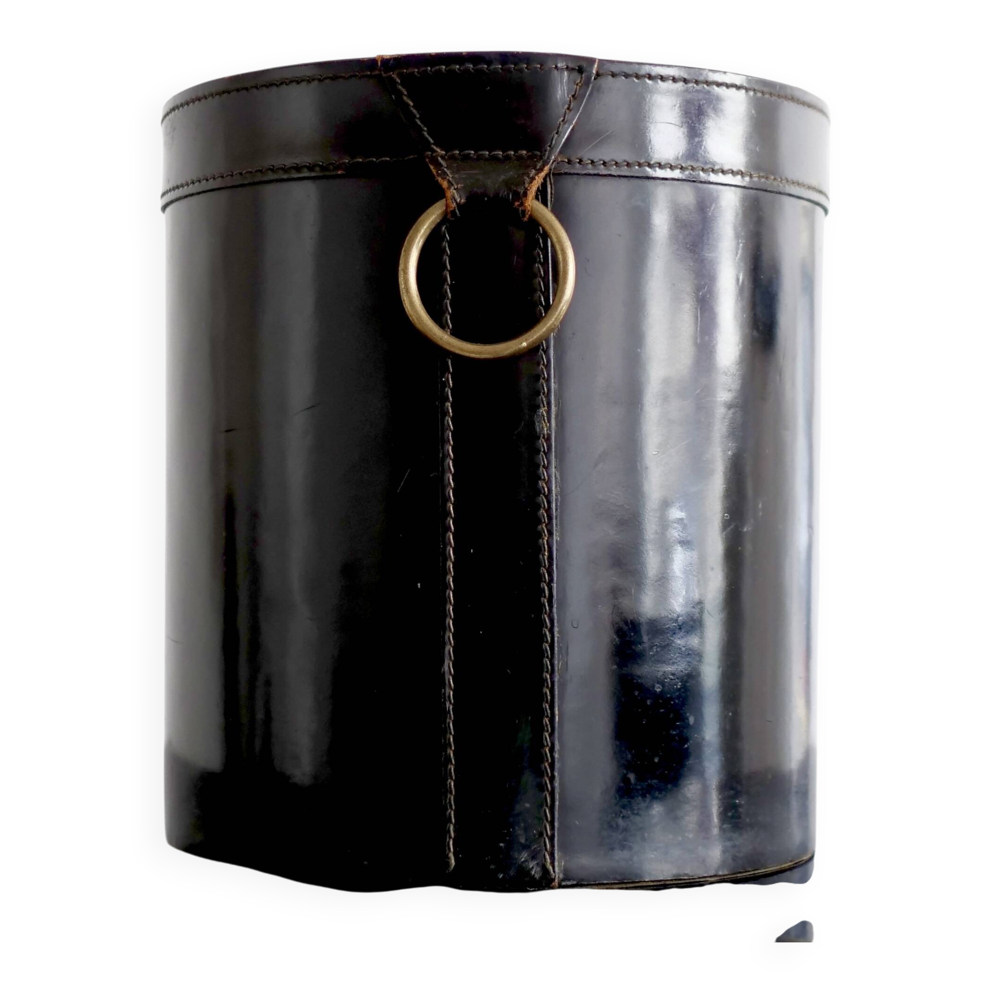 Leather wastepaper basket French mid-century