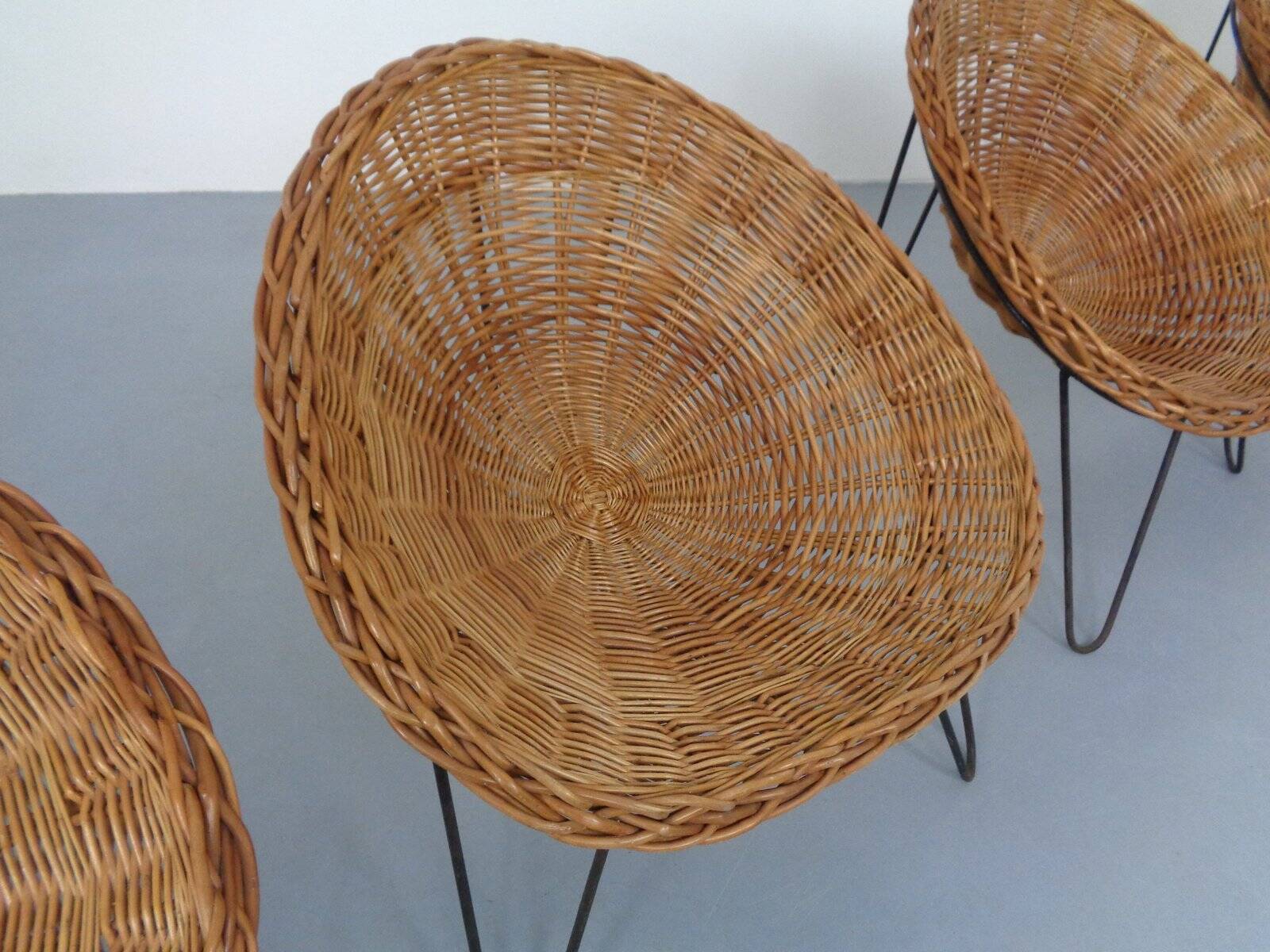 Mid-Century German Bamboo Chairs, 1950s, Set of 4