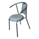 Vintage bistro chair in steel and grey leather from the 1980s.