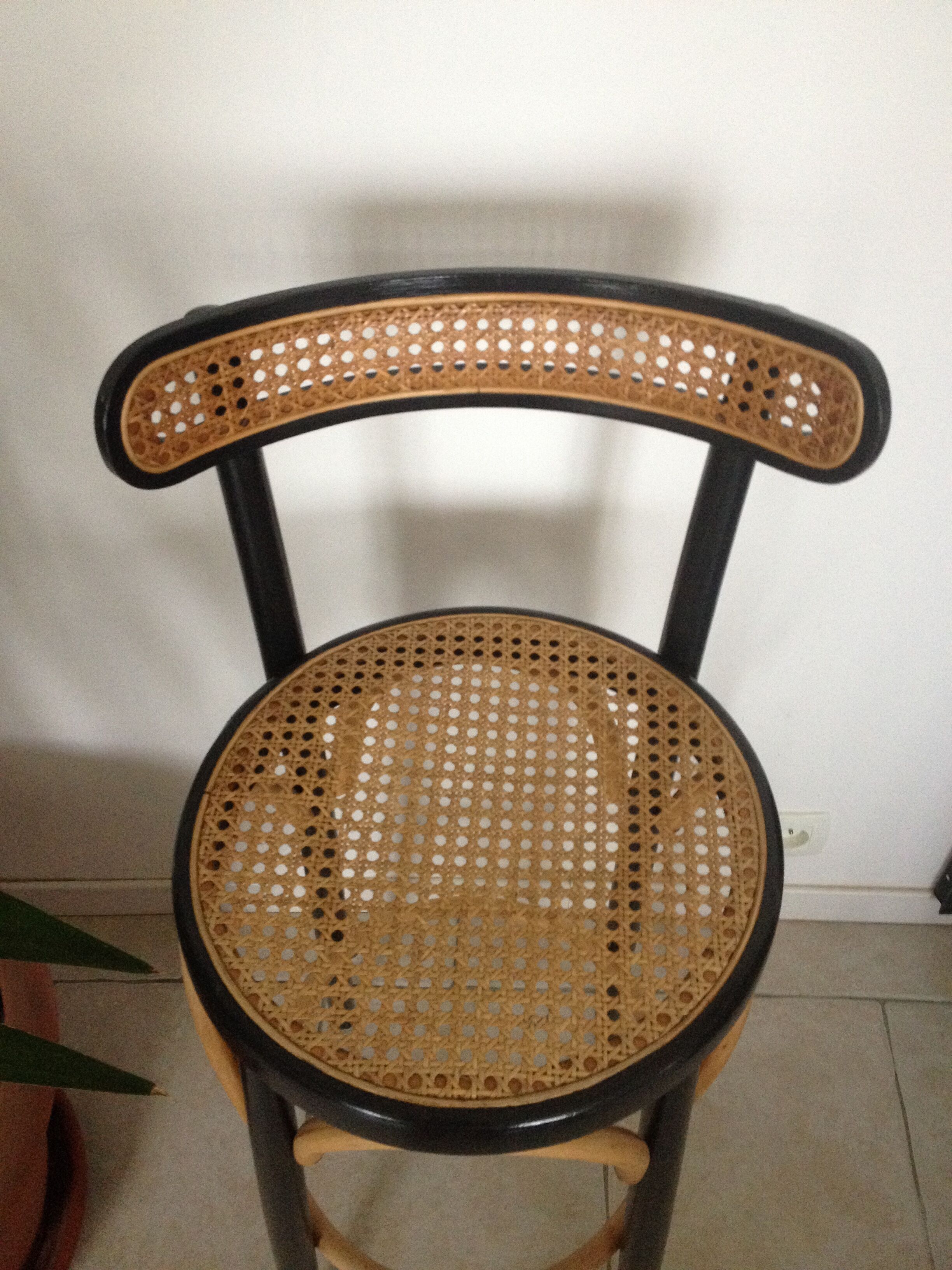 Wooden and canning bar stool