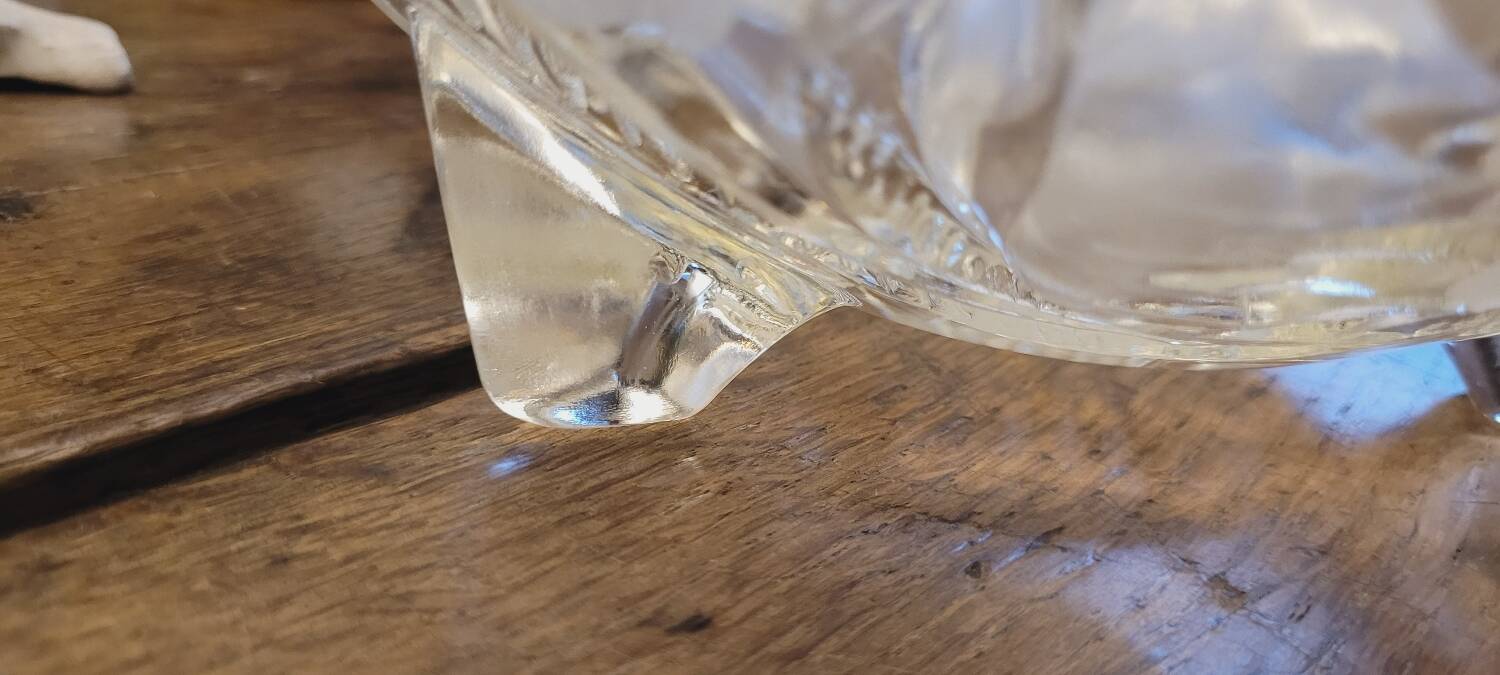 50s molded glass footed bowl