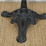 Vintage oak top pedestal table or bistro table with a medium oak finish