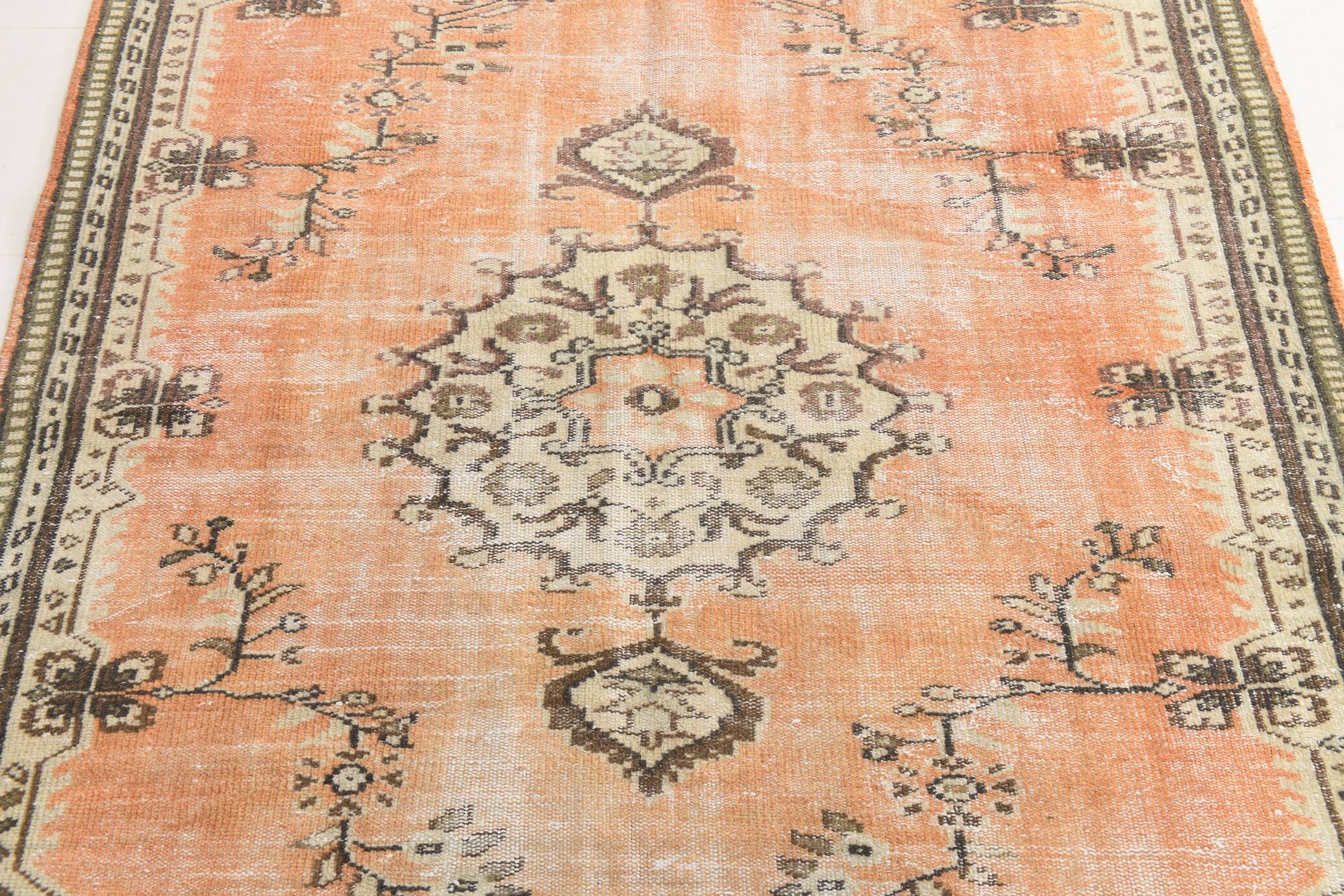 5x9 Peach Orange Antique Vintage Rug 166x263Cm SK 24342