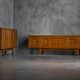Buffet brutaliste en chêne, Belgique, années 1960