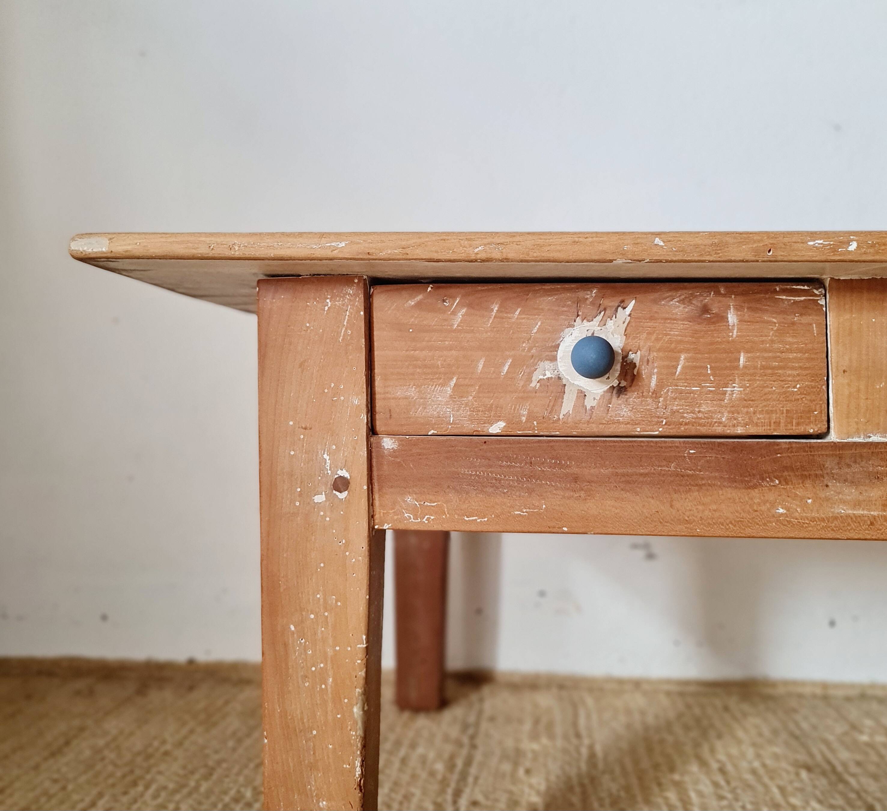 Table basse de ferme ancienne - 2 tiroirs