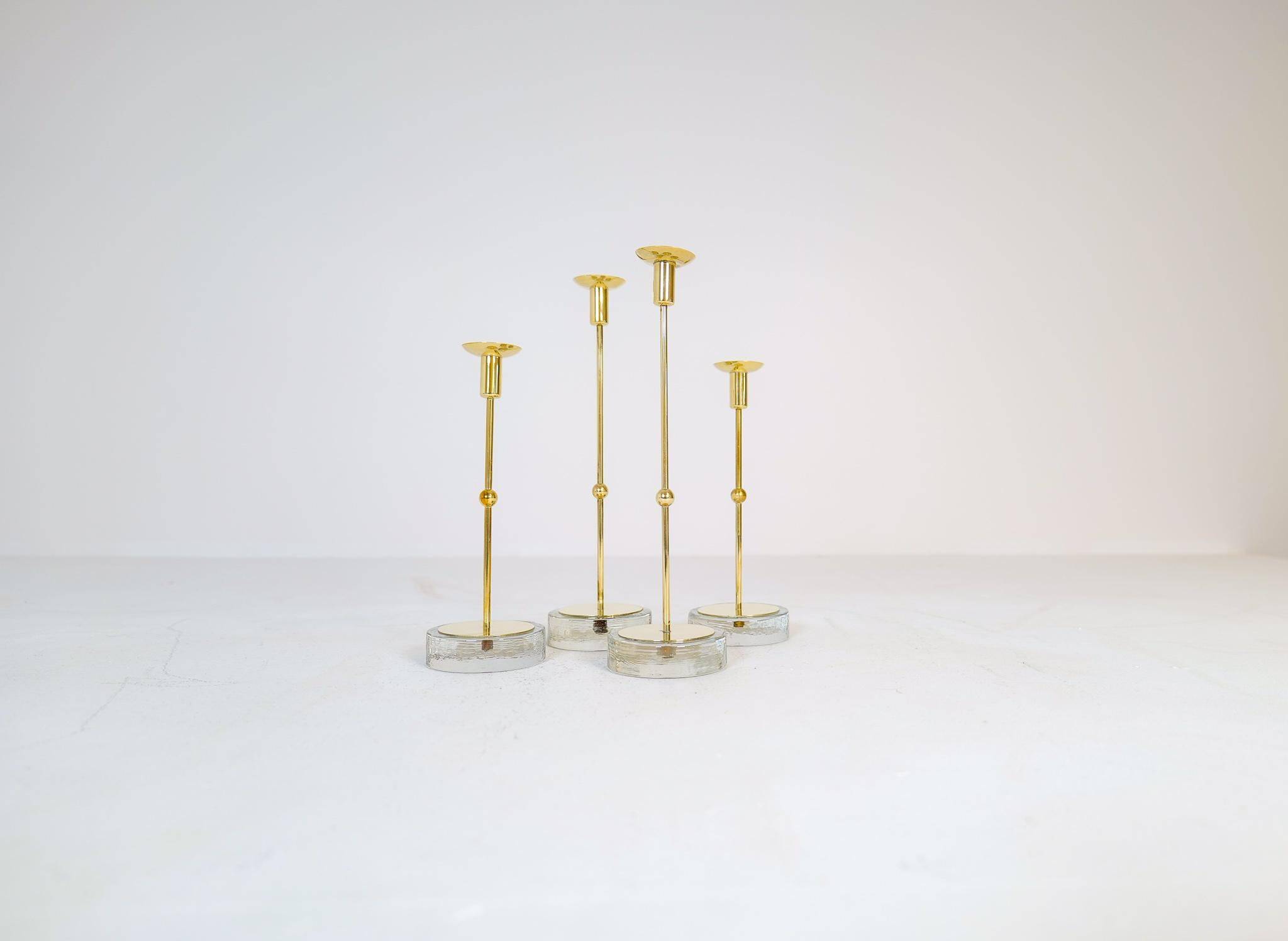 Set of 4 mid-century candle holders Ystad Metall, Sweden, 1950s