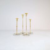 Set of 4 mid-century candle holders Ystad Metall, Sweden, 1950s