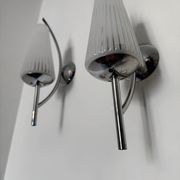 Chrome and ribbed glass wall lights from the 60s (X2)