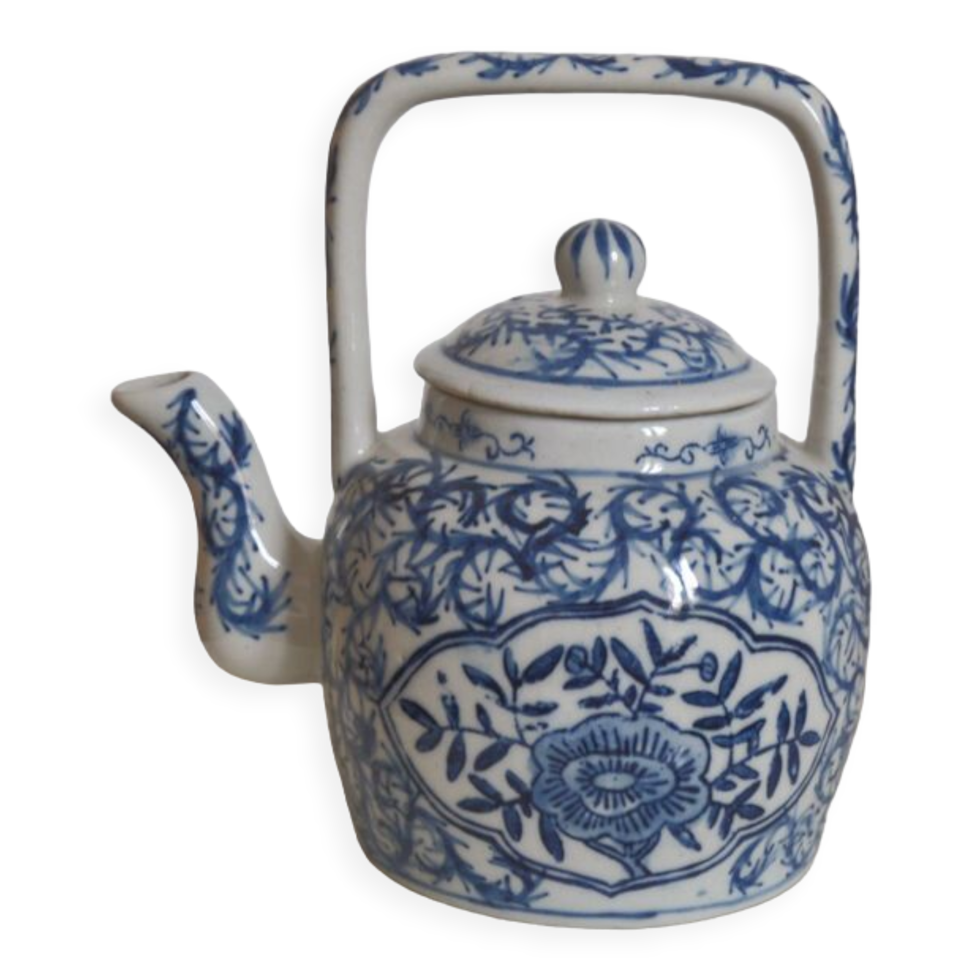 Chinese ceramic teapot with blue patterns