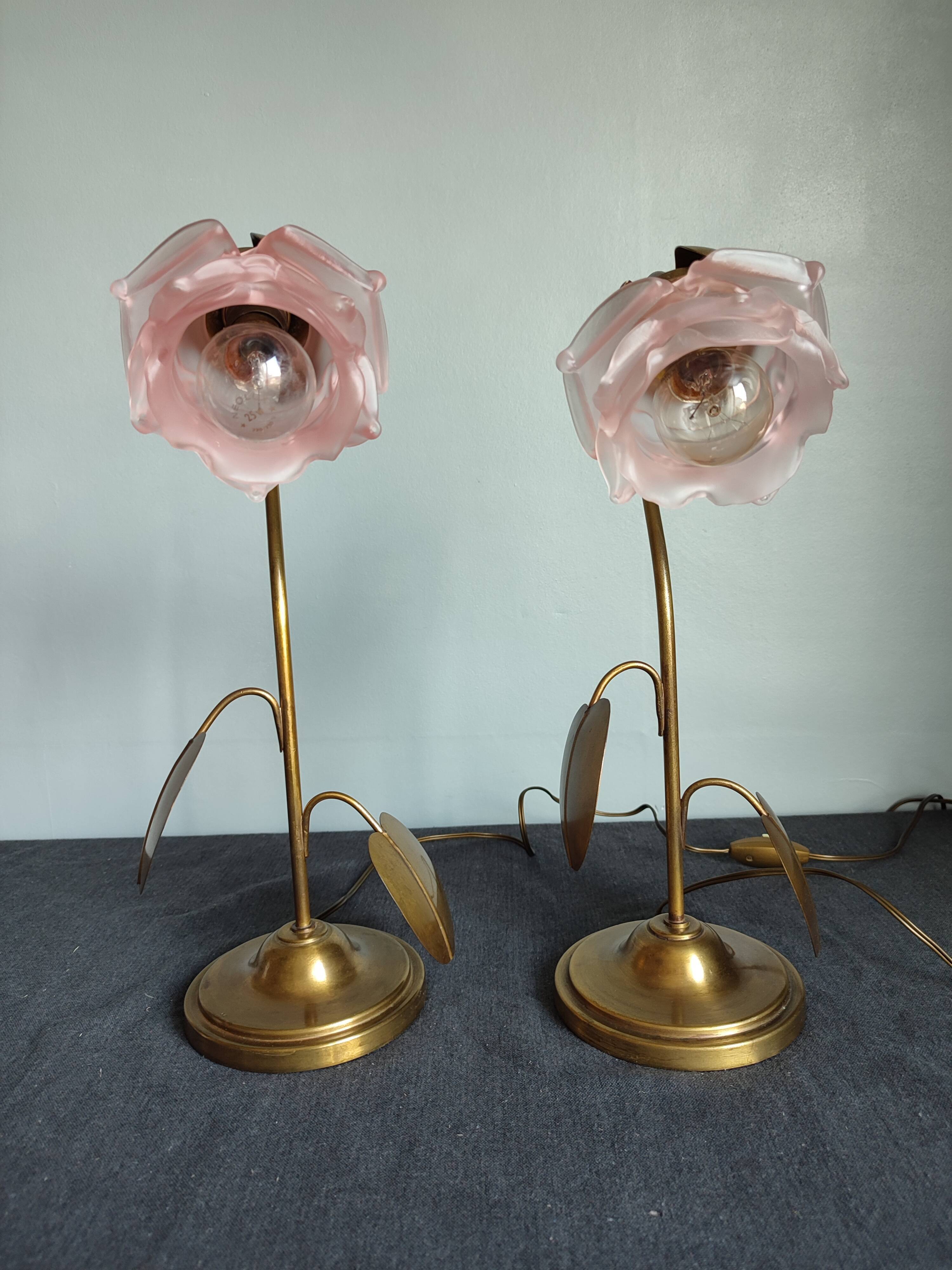 Pair of art deco lamps old gooseneck