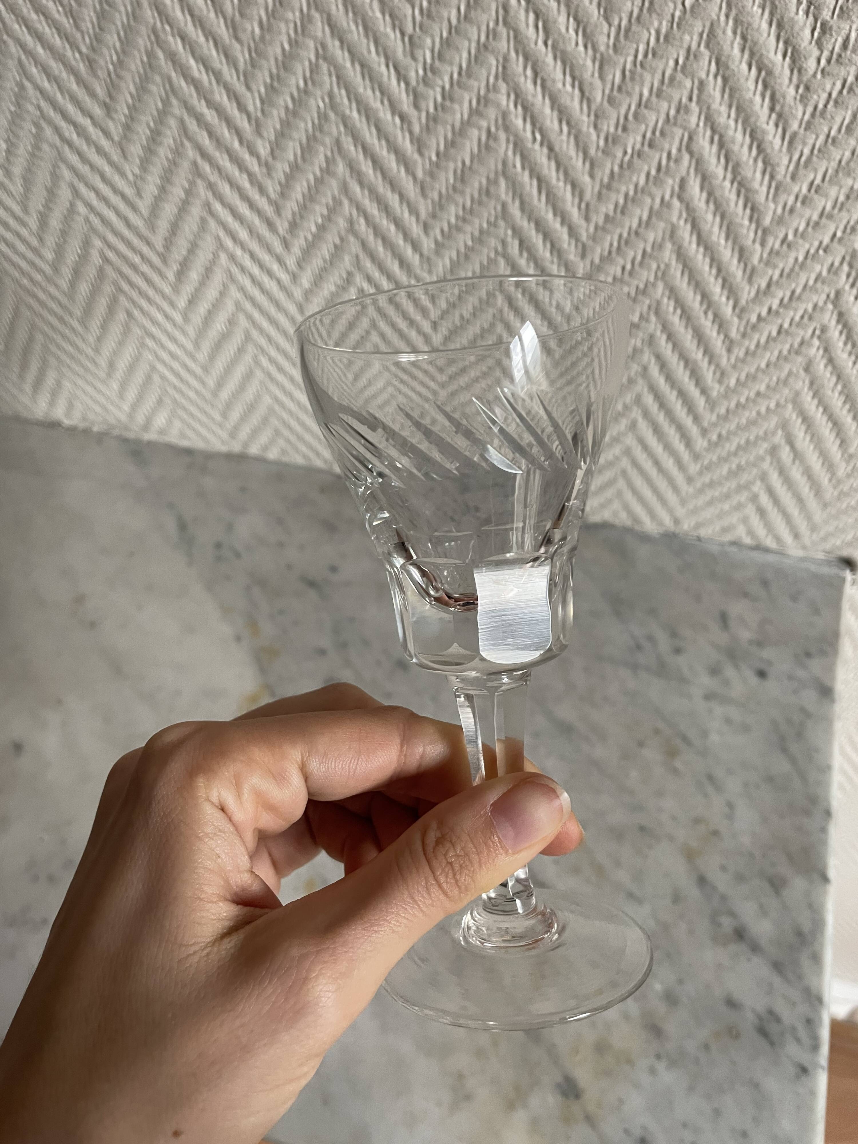 Set of five antique crystal stemmed glasses
