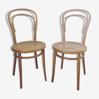 2 chaises bistrot cannées Thonet n°14 Radomsko