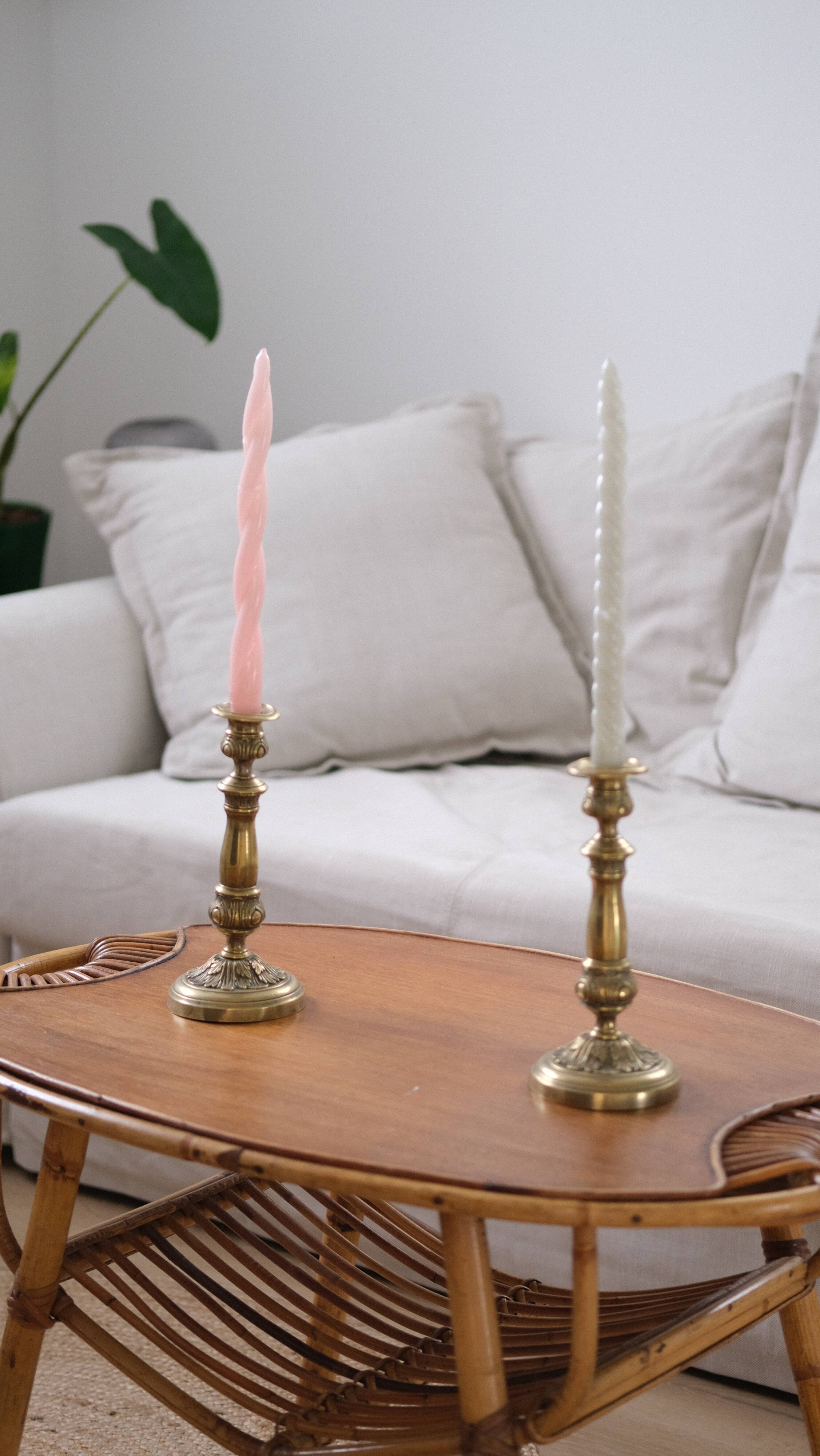 Pair of brass candle holders