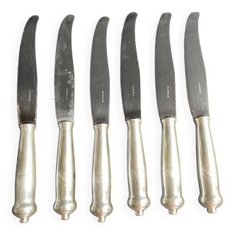 6 puiforcat richelieu silver table knives