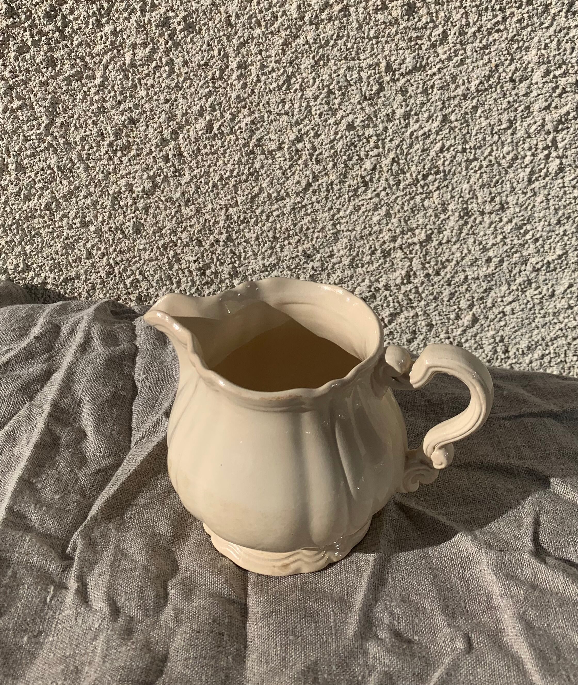 Digoin sarreguemines earthenware tea set consisting of 15 pieces antique cream