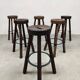 Vintage Spanish leather barstools 'Brutalism'