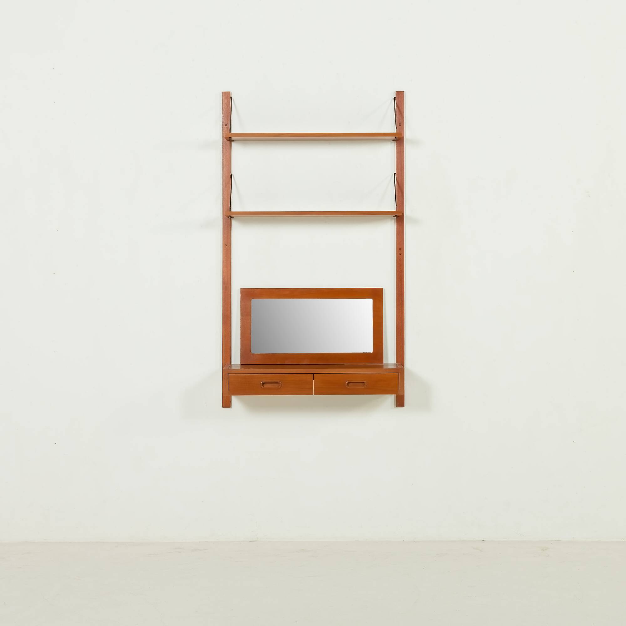 Scandinavian mid century wall unit with a console and a mirror, Denmark, 1970s