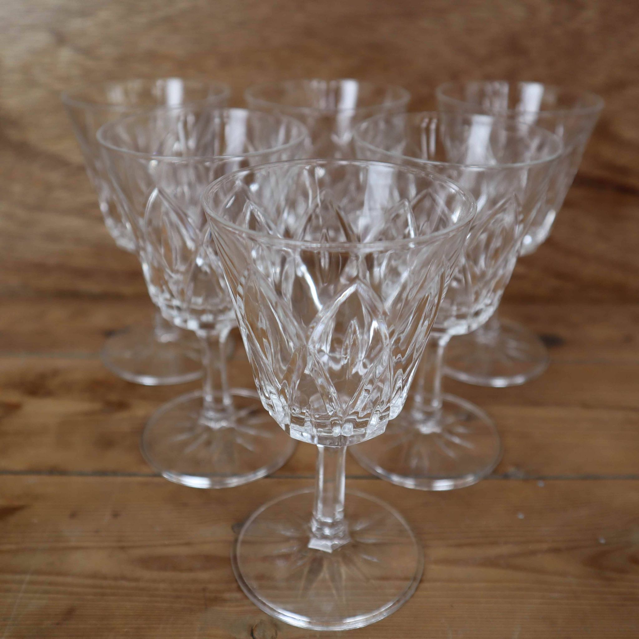 Set of 6 Arlequin red wine glasses in Reims crystal glass 1950