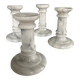 Set of 4 vintage Carrara marble candle holders