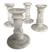 Set of 4 vintage Carrara marble candle holders