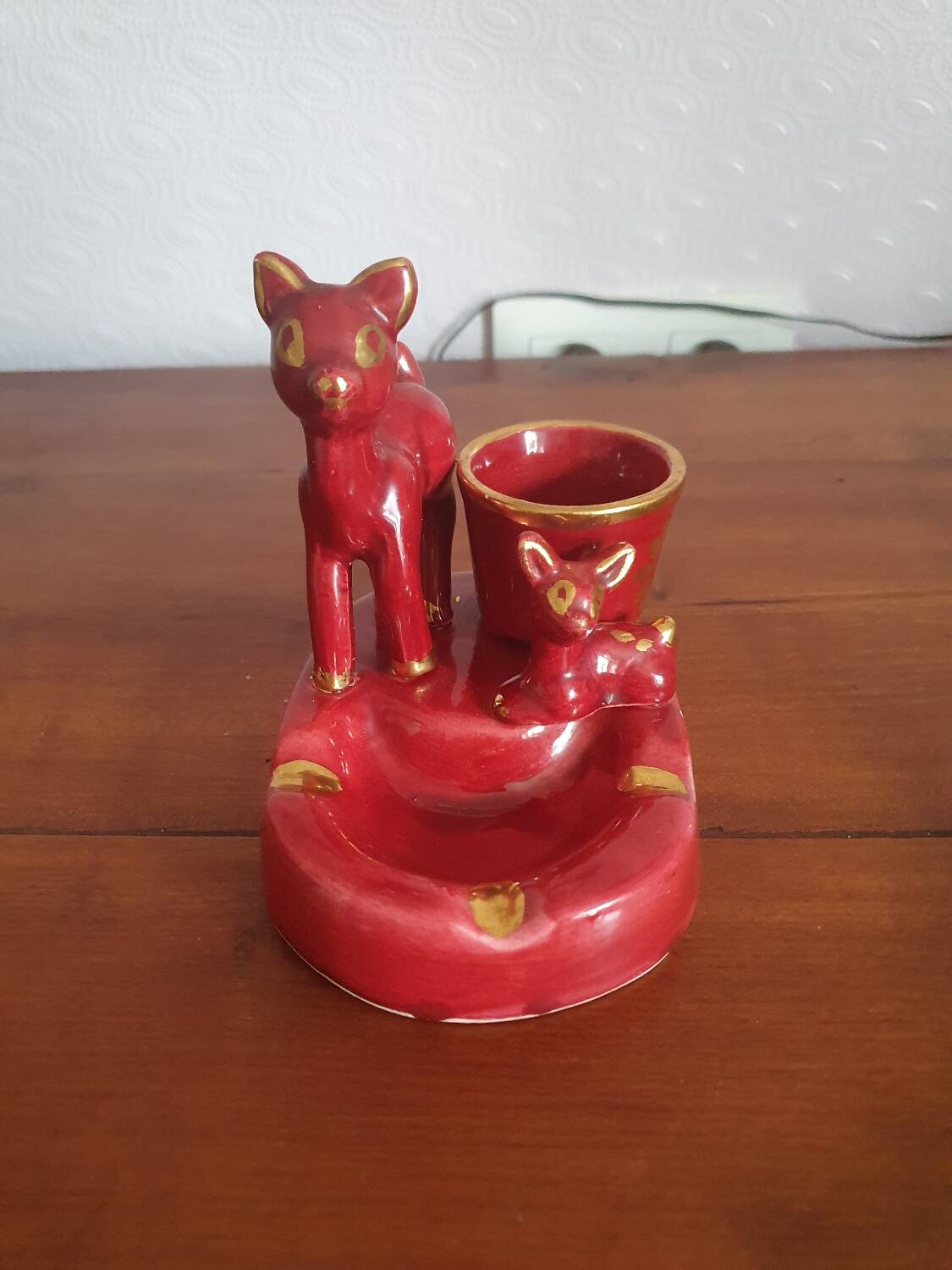 Bambi fawn cigarette holder ashtray in vintage Vallauris ceramic