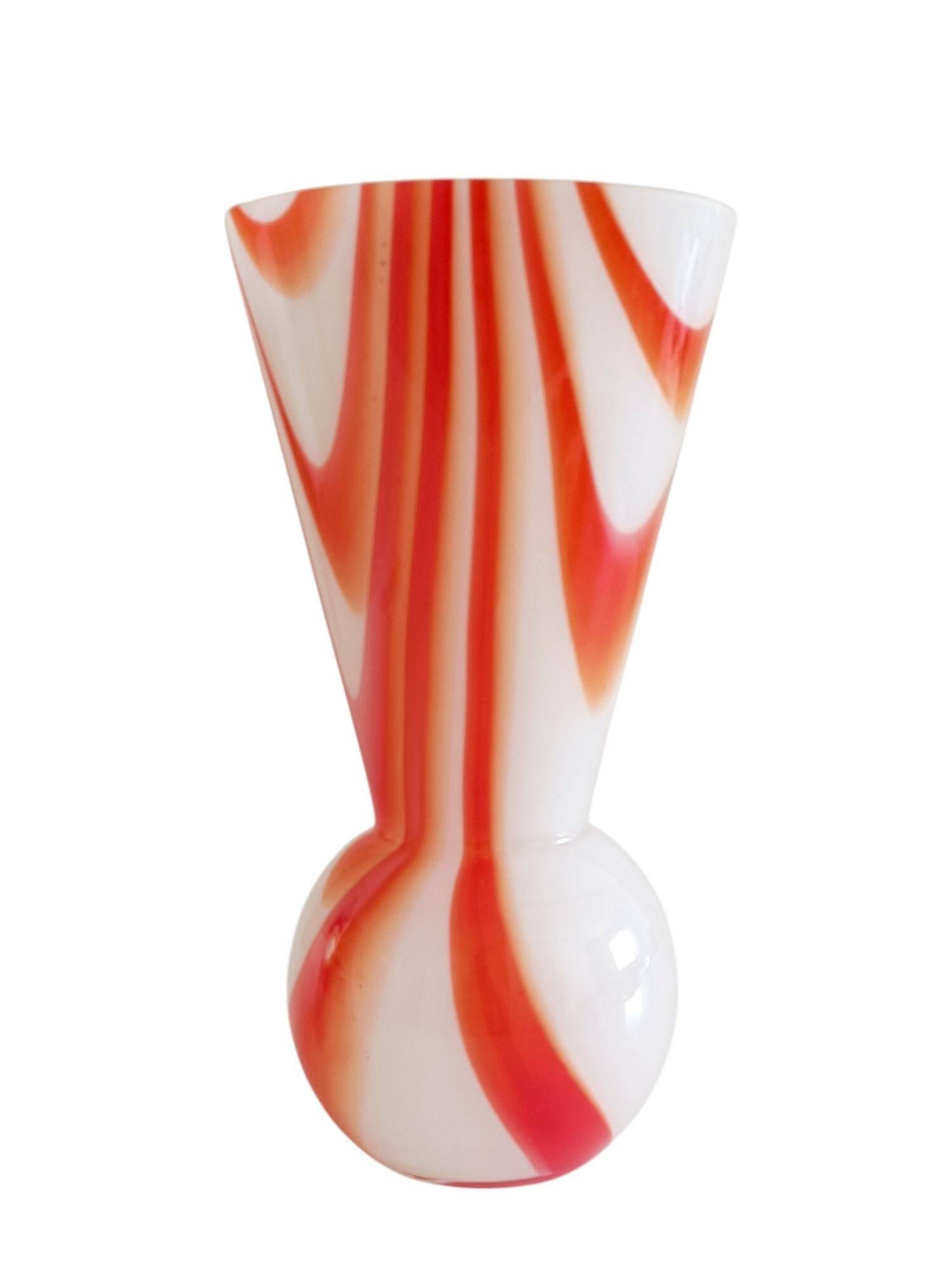 Carlo Moretti Murano Glass Vase, Marbled Decor, Italy, 1960s