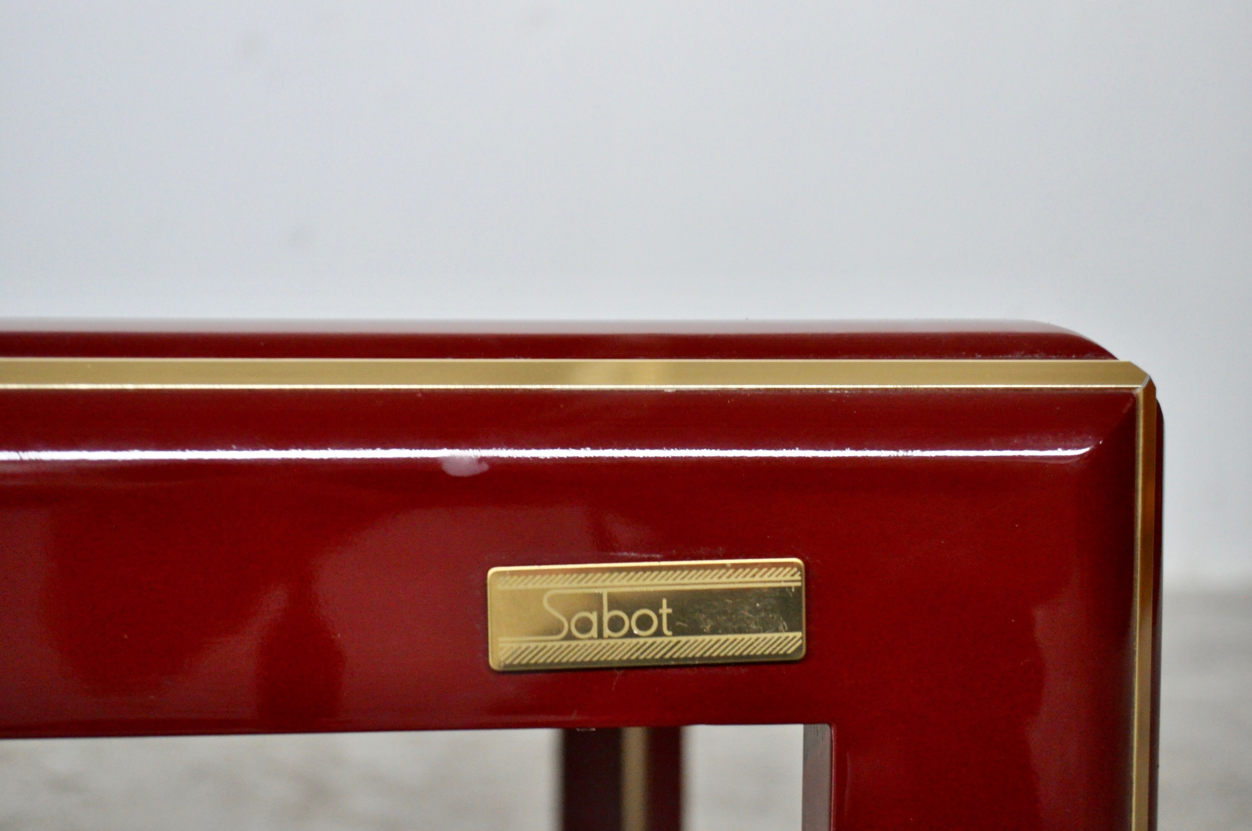 Vintage italian lacquered coffee table with mirror top & brass details from mario sabot